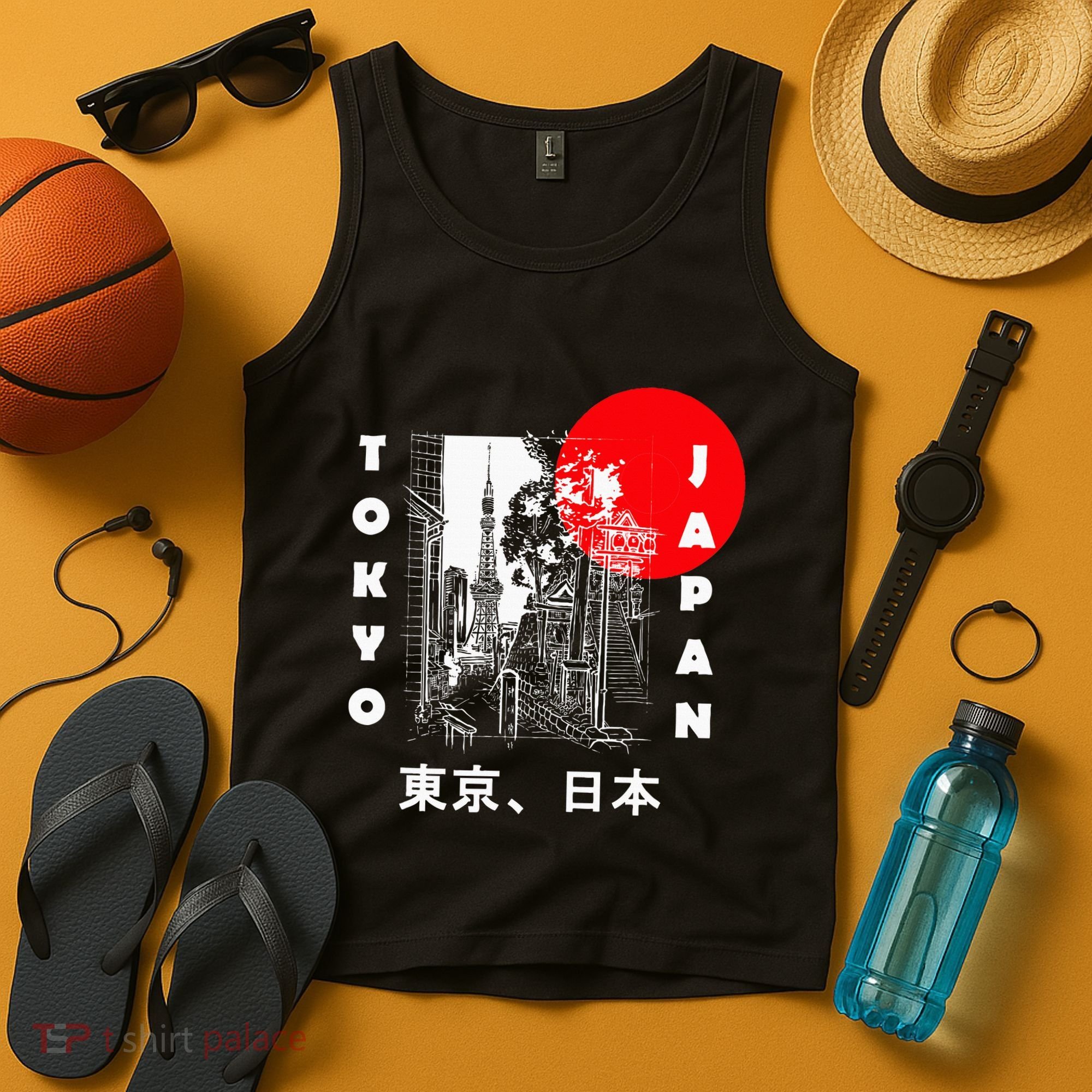 Japan Aesthetic Retro Comic Tokyo Silhouette Japanese Font Tank Top