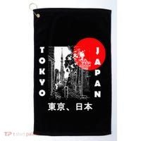 Japan Aesthetic Retro Comic Tokyo Silhouette Japanese Font Golf Towel thumb 0