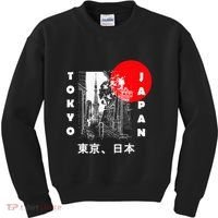 Japan Aesthetic Retro Comic Tokyo Silhouette Japanese Font Kids Sweatshirt thumb 0