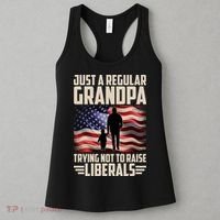 Just A Regular Grandpa Trying Not To Raise Liberals USA American Flag Women's Tank Top thumb 3