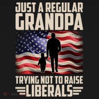 Just A Regular Grandpa Trying Not To Raise Liberals USA American Flag Women's Tank Top thumb 5