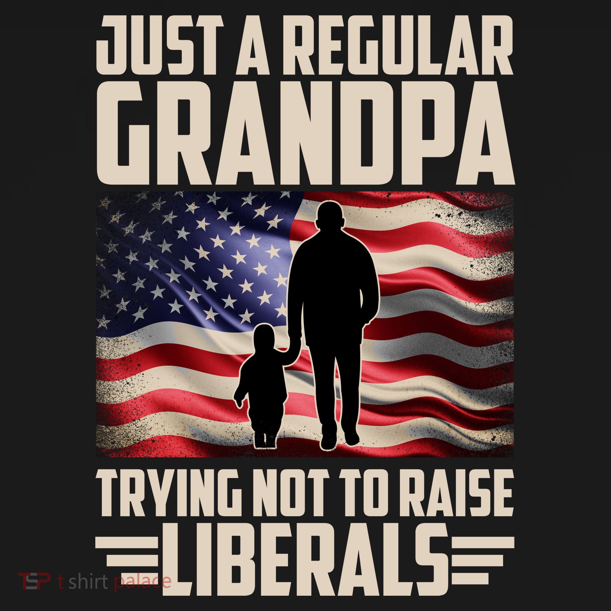 Just A Regular Grandpa Trying Not To Raise Liberals USA American Flag Women's Tank Top
