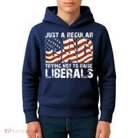Just A Regular Dad Trying Not To Raise Liberals 4th July Son Kids Hoodie thumb 4