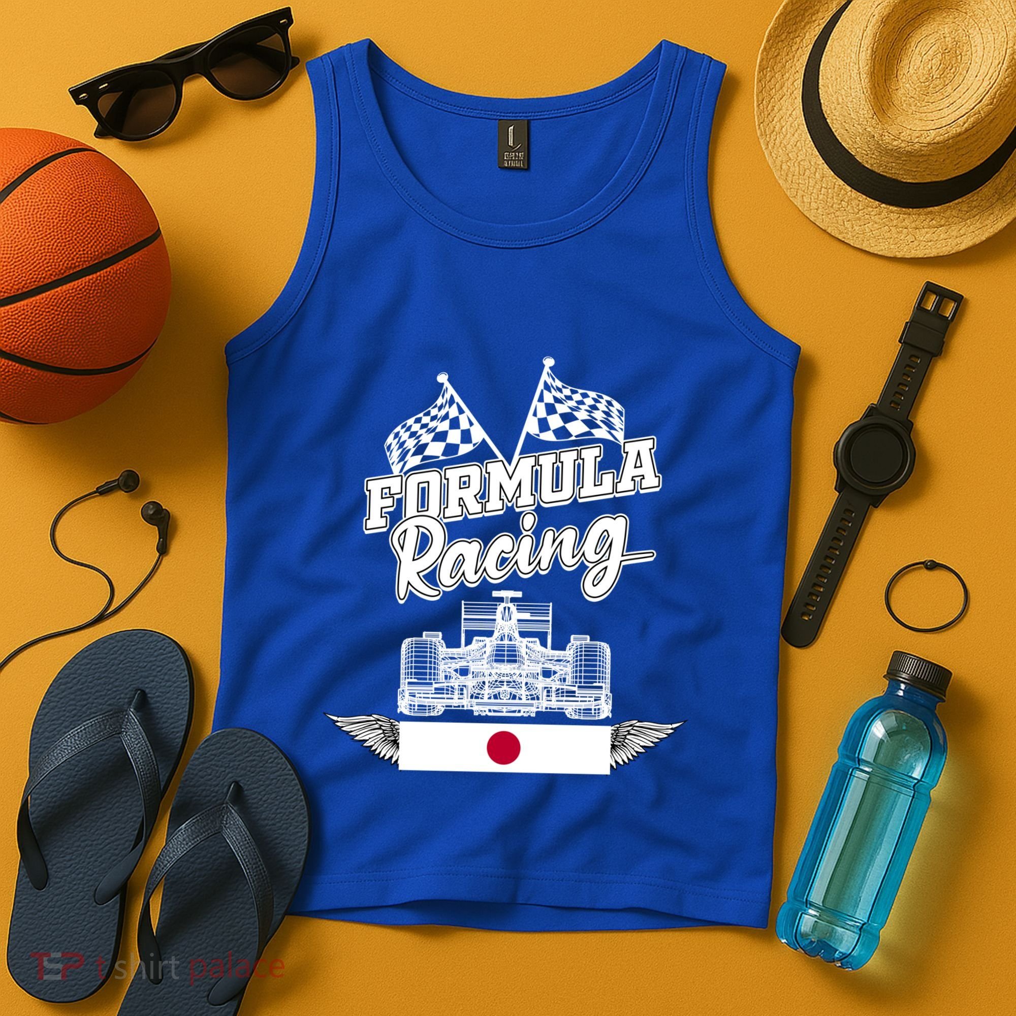Japanese Auto Race Japan Flag Formula Racing Car Blueprint Great Gift Tank Top