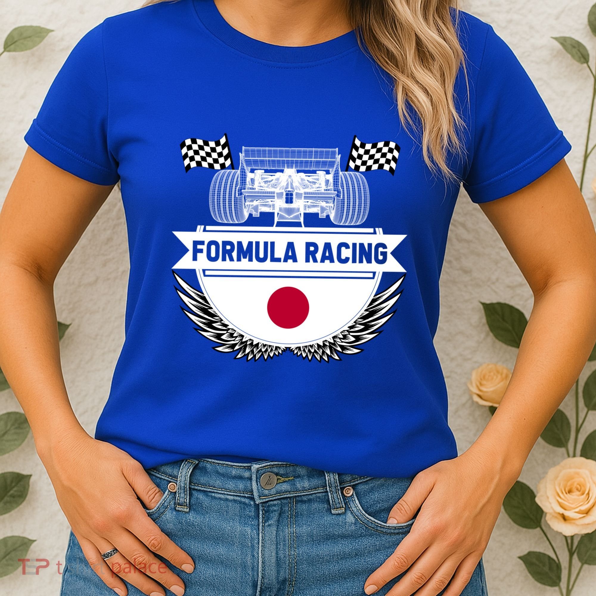 Japanese Auto Race Japan Flag Formula Racing Car Blueprint Gift Women's T-Shirt