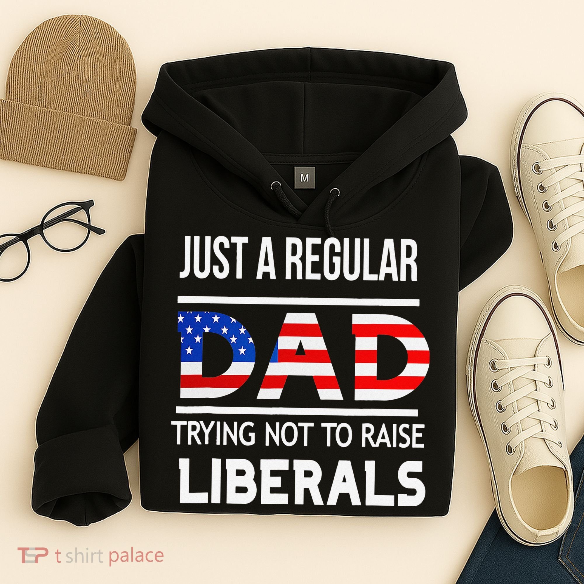 Just A Regular Dad Trying Not To Raise Liberals Fathers Day Hoodie