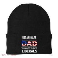 Just A Regular Dad Trying Not To Raise Liberals Fathers Day Beanie thumb 0