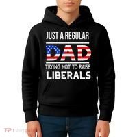 Just A Regular Dad Trying Not To Raise Liberals Fathers Day Kids Hoodie thumb 4