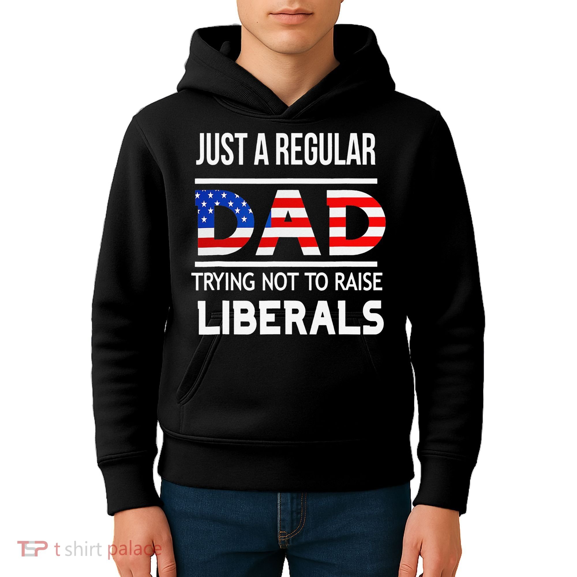 Just A Regular Dad Trying Not To Raise Liberals Fathers Day Kids Hoodie