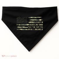 Just A Regular Dad Trying Not To Raise Liberals Camouflage USA-Made Doggie Bandana thumb 0