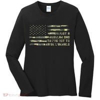 Just A Regular Dad Trying Not To Raise Liberals Camouflage Women's Long Sleeve Shirt thumb 0