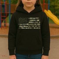 Just A Regular Dad Trying Not To Raise Liberals Camouflage Kids Hoodie thumb 3