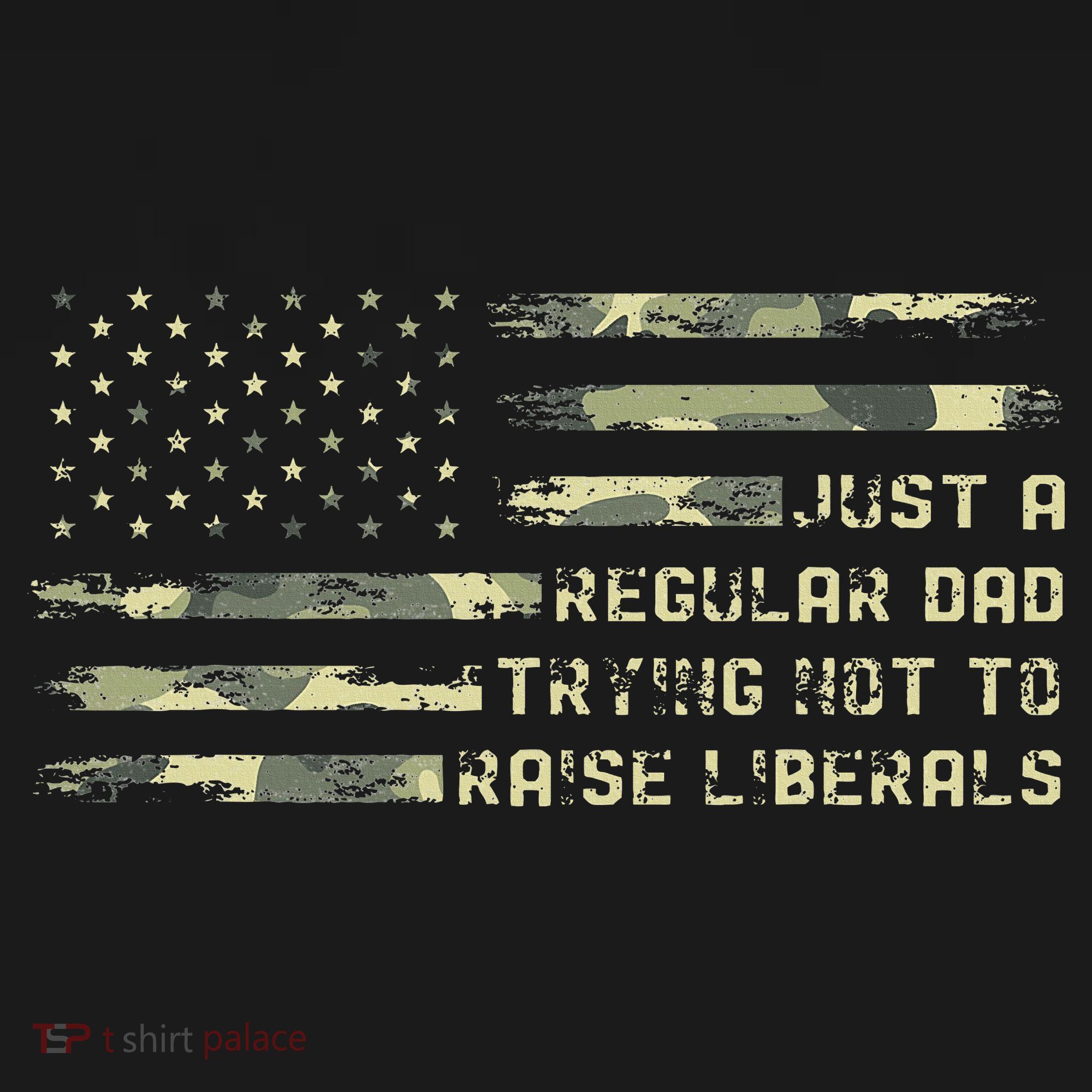 Just A Regular Dad Trying Not To Raise Liberals Camouflage Kids Long Sleeve Shirt