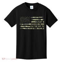 Just A Regular Dad Trying Not To Raise Liberals Camouflage Kids T-Shirt thumb 0