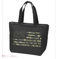 Just A Regular Dad Trying Not To Raise Liberals Camouflage Tote Bag thumb 3