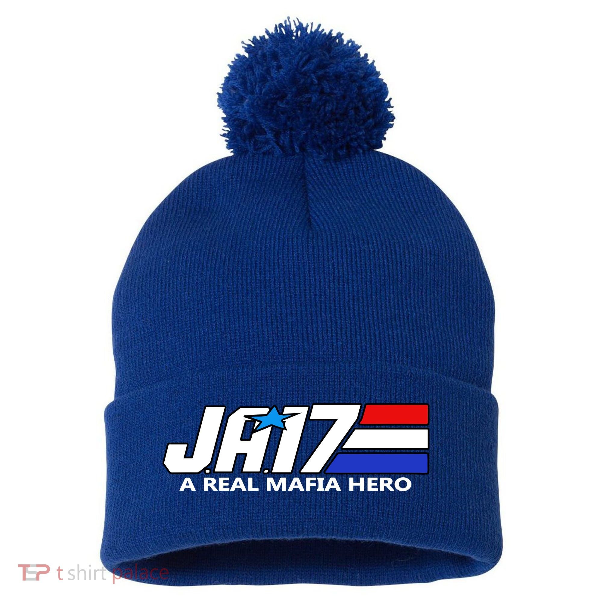 Ja17 A Real Mafia Hero Pom Pom 12in Knit Beanie