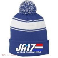 Ja17 A Real Mafia Hero Stripe Pom Pom Beanie thumb 0