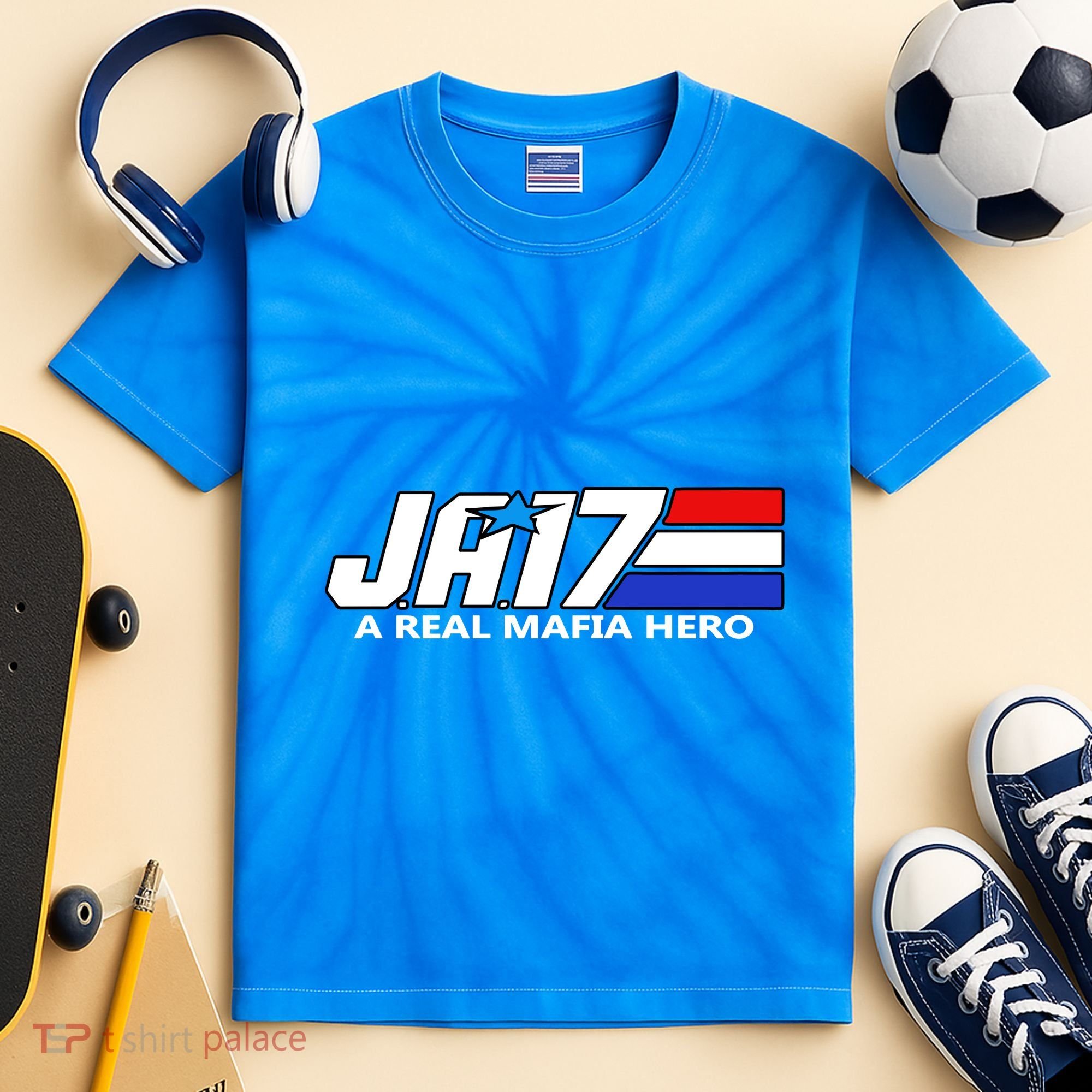 Ja17 A Real Mafia Hero Kids Tie-Dye T-Shirt