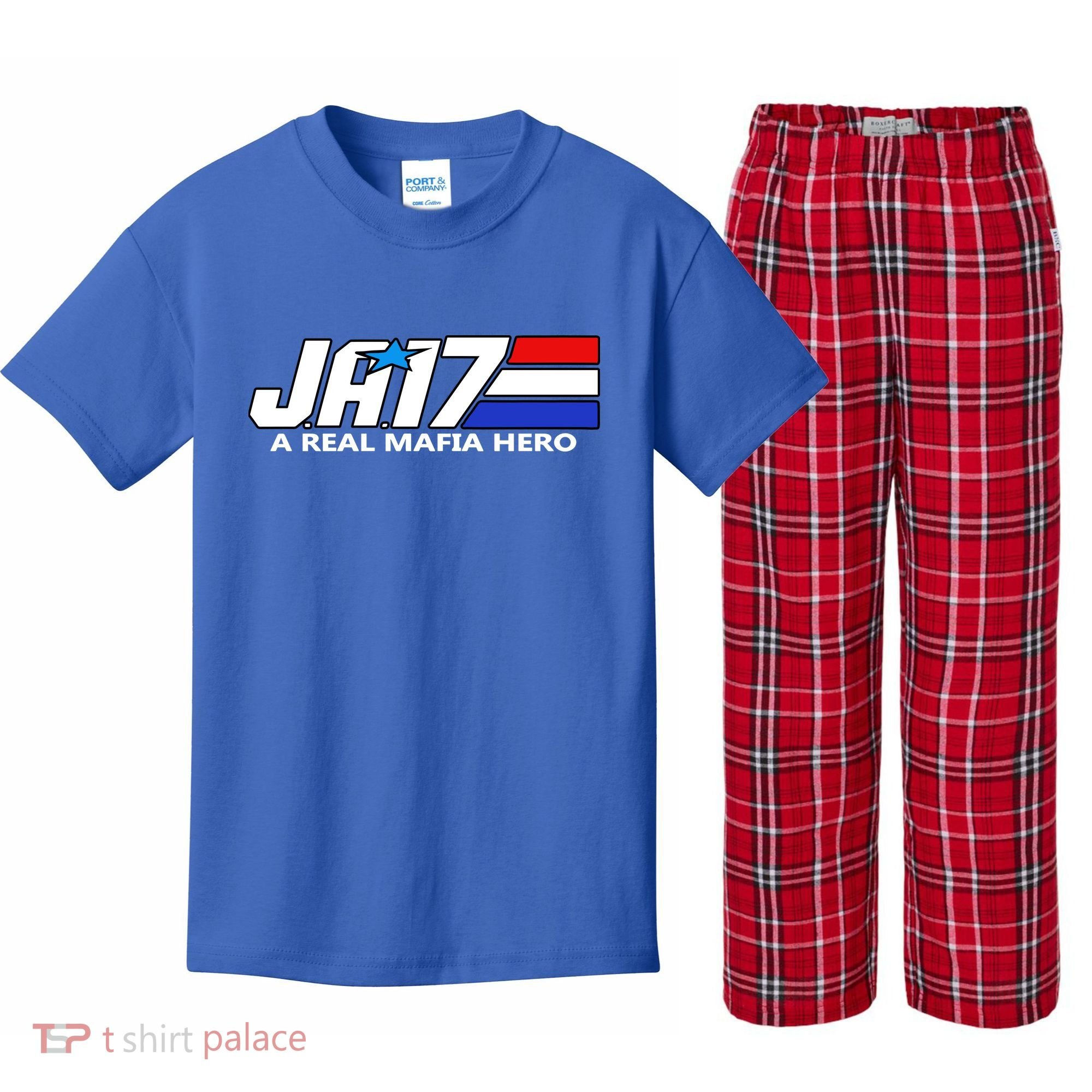 Ja17 A Real Mafia Hero Kids Plaid Pajama Set