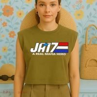 Ja17 A Real Mafia Hero Garment-Dyed Women's Muscle Tee thumb 4
