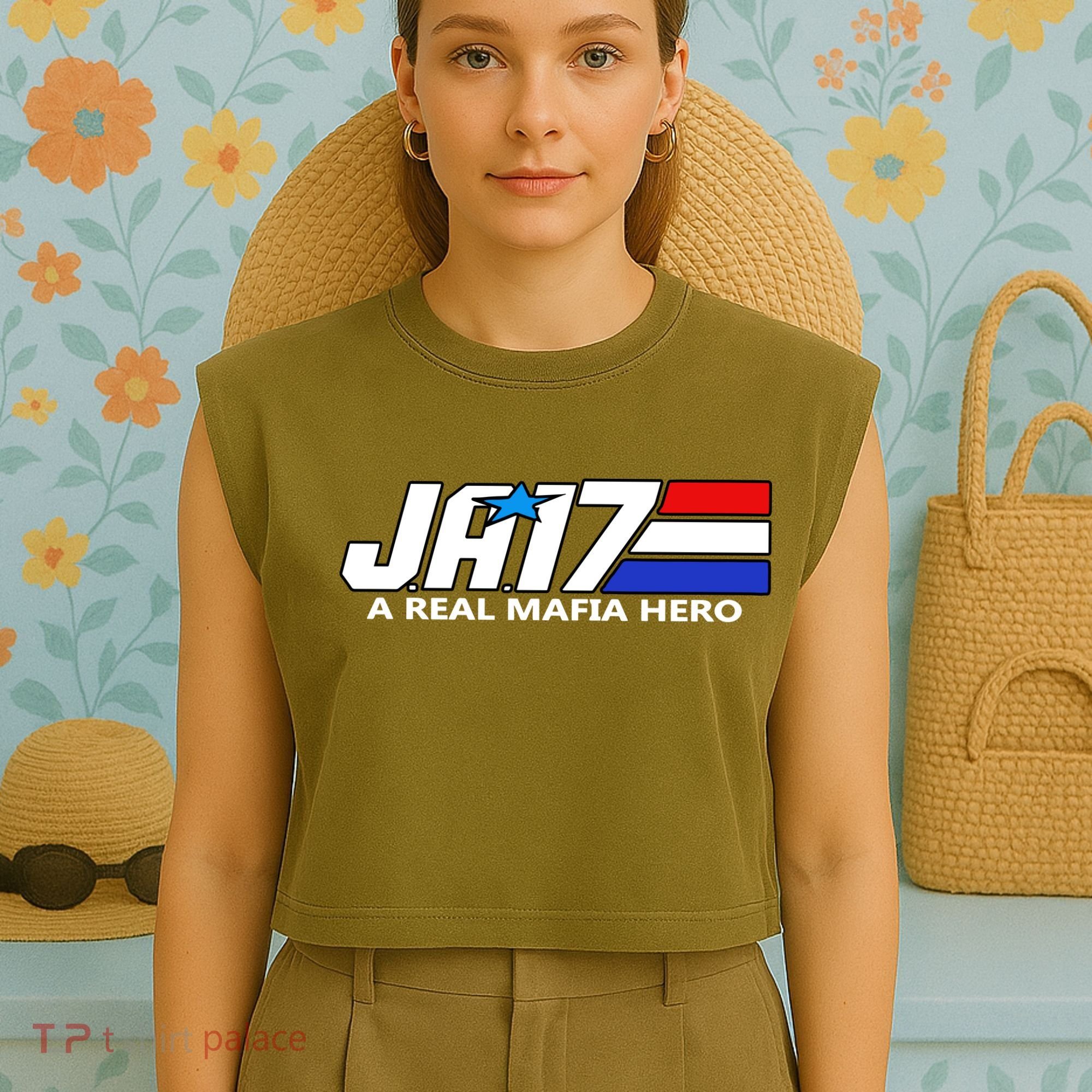 Ja17 A Real Mafia Hero Garment-Dyed Women's Muscle Tee