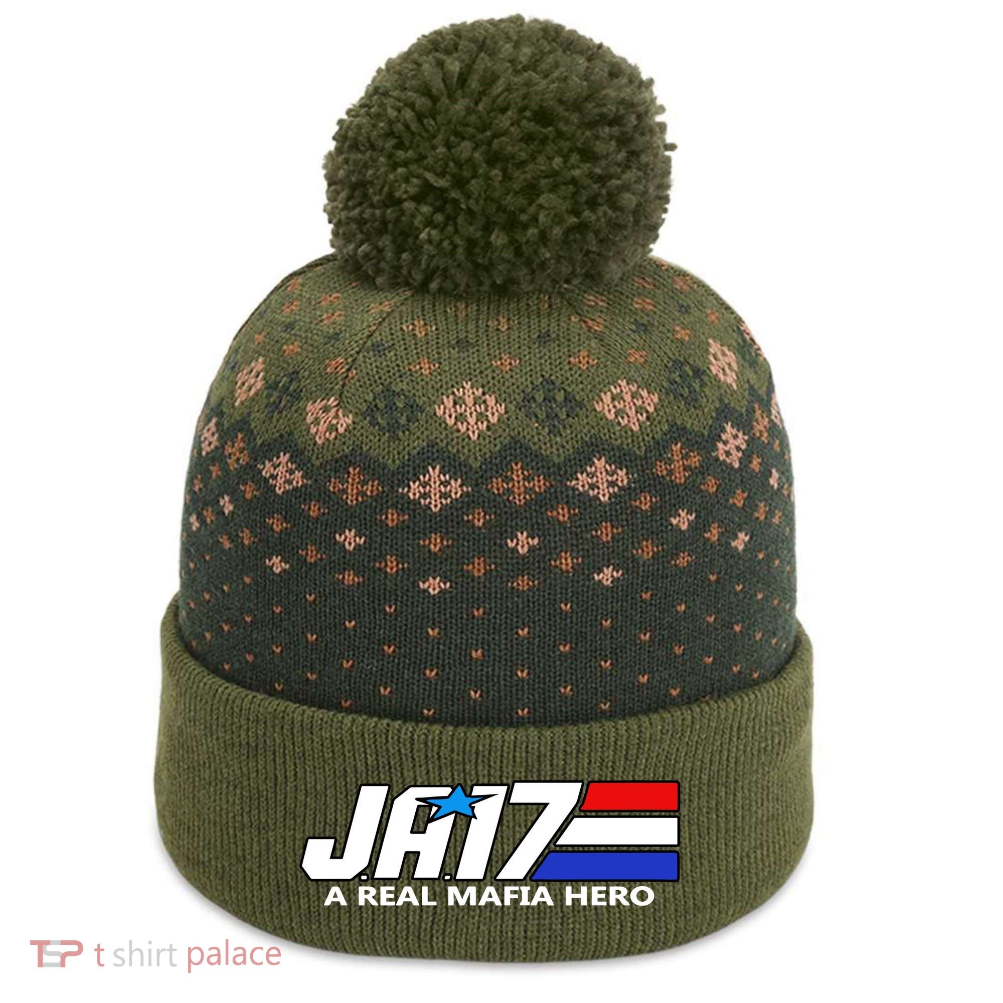 Ja17 A Real Mafia Hero The Baniff Cuffed Pom Beanie
