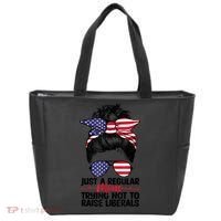 Just A Regular Mom Trying Not To Raise Liberals Tote Bag thumb 0