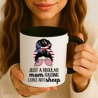 Just A Regular Mom Raising Lions Not Sheep Coffee Mug thumb 3