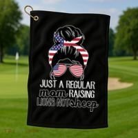 Just A Regular Mom Raising Lions Not Sheep Golf Towel thumb 1