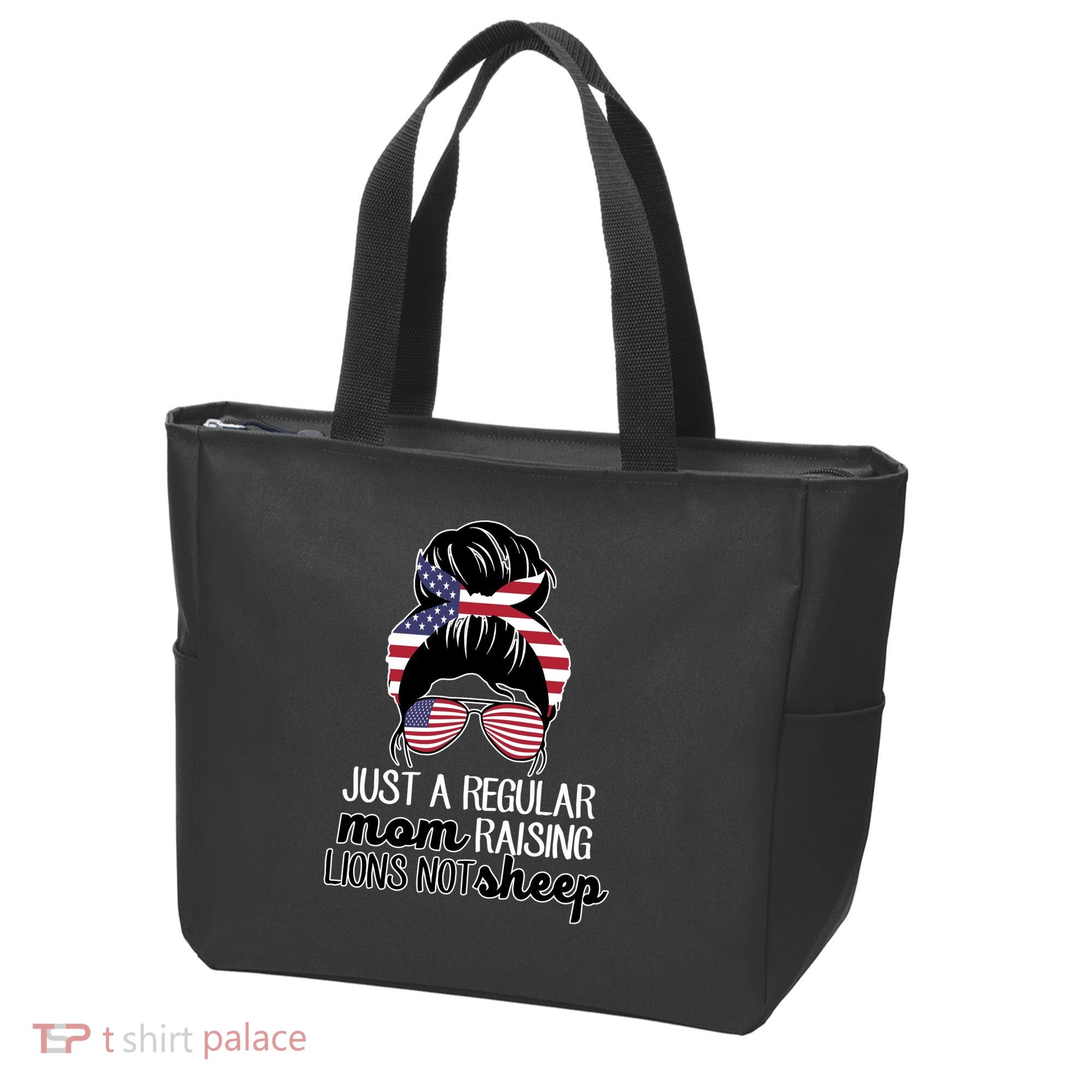 Just A Regular Mom Raising Lions Not Sheep Tote Bag