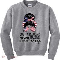 Just A Regular Mom Raising Lions Not Sheep Kids Sweatshirt thumb 0