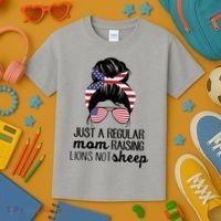 Just A Regular Mom Raising Lions Not Sheep Kids T-Shirt thumb 3