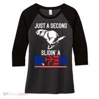 Just A Second Slidin' A Biden Women's Tri-Blend 3/4-Sleeve Raglan Shirt thumb 0