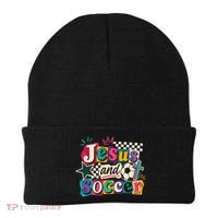 Jesus And Soccer Faith Inspired Graphic Beanie thumb 0
