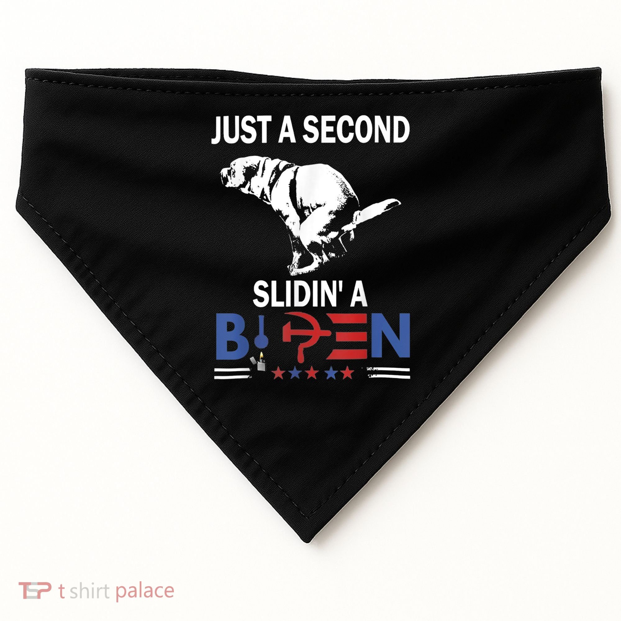 Just A Second Slidin' A Biden USA-Made Doggie Bandana