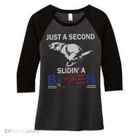 JUST A SECOND SLIDIN'A BIDEN Women's Tri-Blend 3/4-Sleeve Raglan Shirt thumb 0