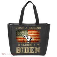 Just A Second Slidin’ A Biden – Funny Political Anti Biden Tote Bag thumb 0