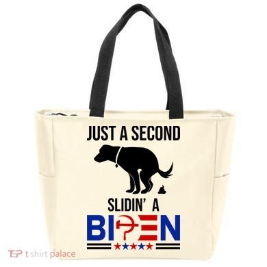 Just A Second Slidin A Biden Funny Dog Tote Bag