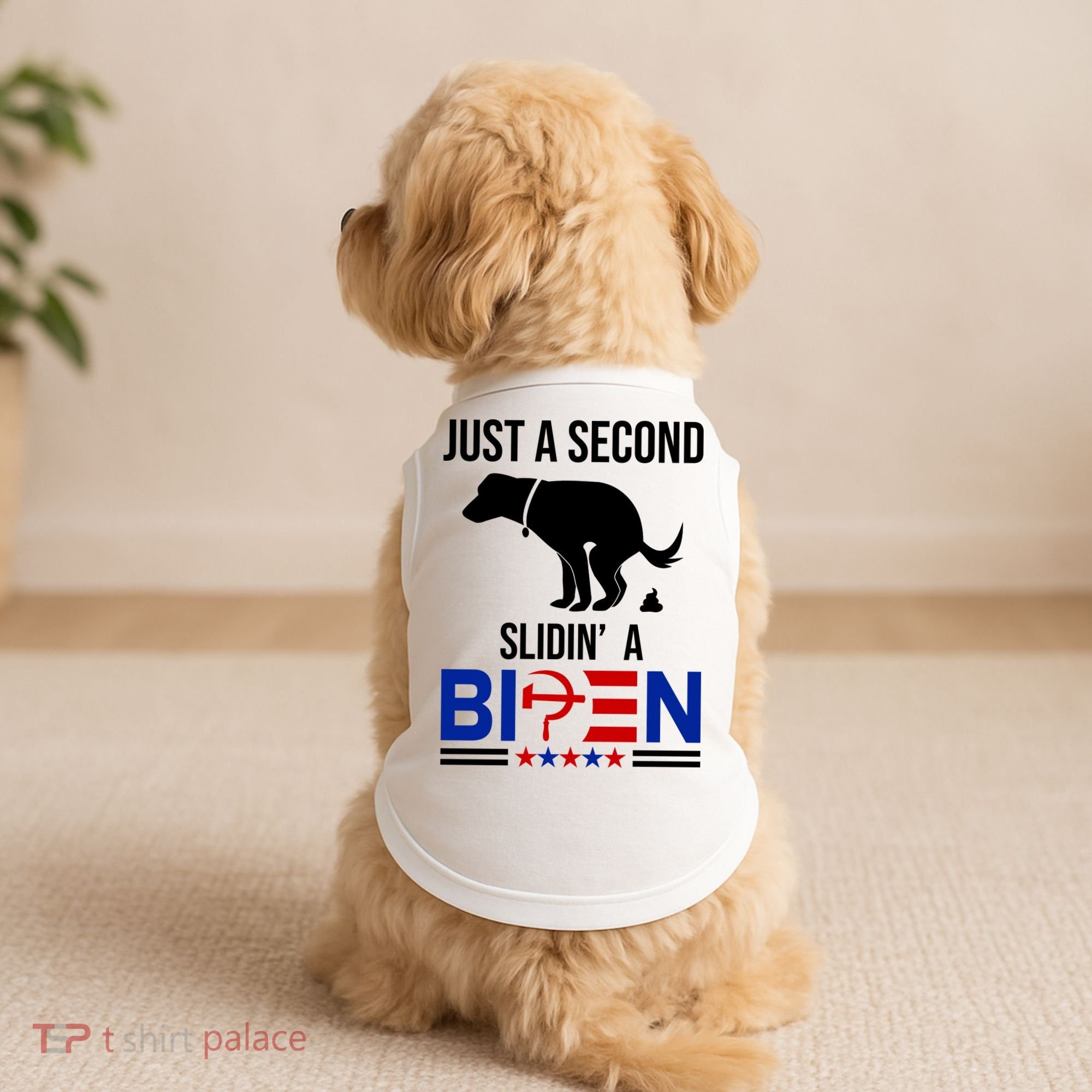 Just A Second Slidin A Biden Funny Dog Doggie Tank