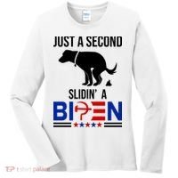 Just A Second Slidin A Biden Funny Dog Women's Long Sleeve Shirt thumb 0