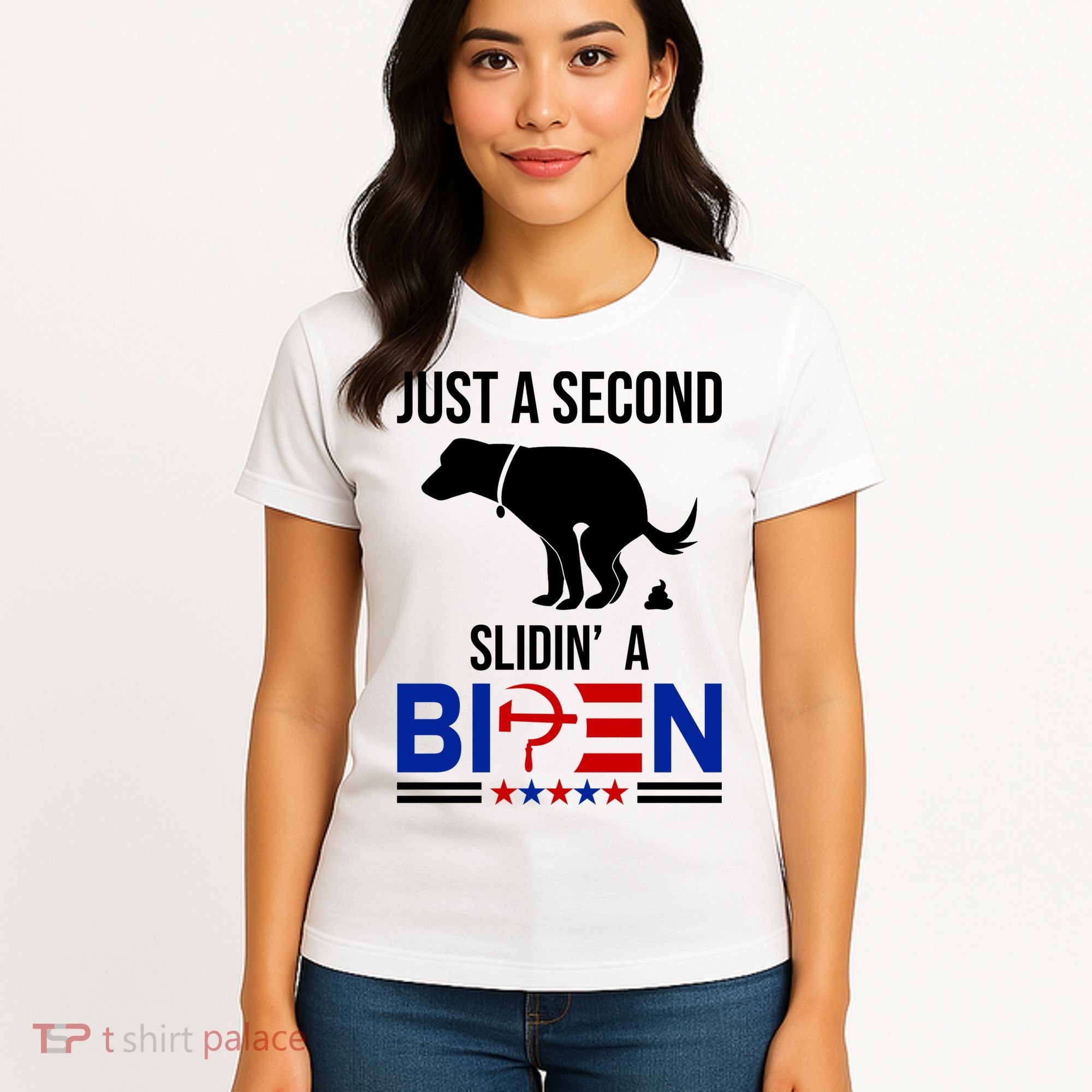 Just A Second Slidin A Biden Funny Dog Women's T-Shirt