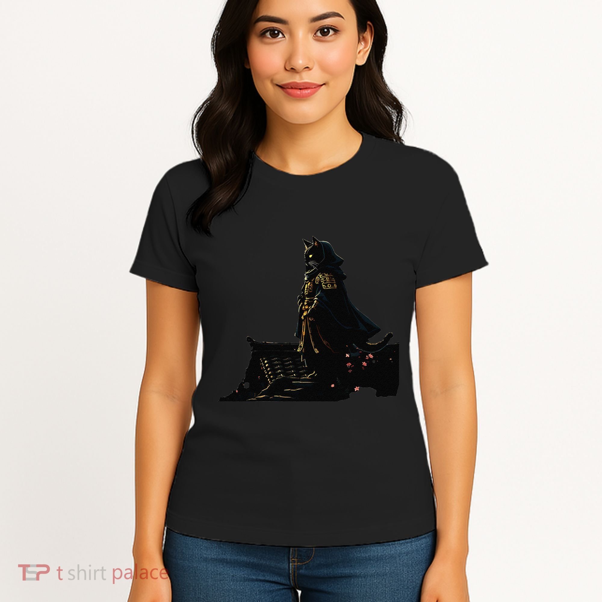 Japanese Anime Samurai Cat Ninja Cat Tattoo Cute Retro Women's T-Shirt