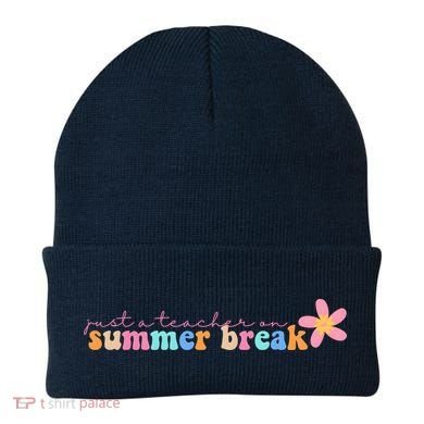 Just A Teacher On Summer Break Flower Beanie