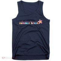 Just A Teacher On Summer Break Flower Tank Top thumb 0