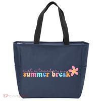 Just A Teacher On Summer Break Flower Tote Bag thumb 0