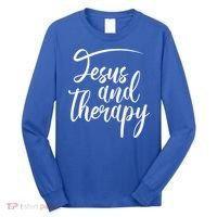 Jesus And Therapy Religious Christian Humor Funny Gift Long Sleeve Shirt thumb 0
