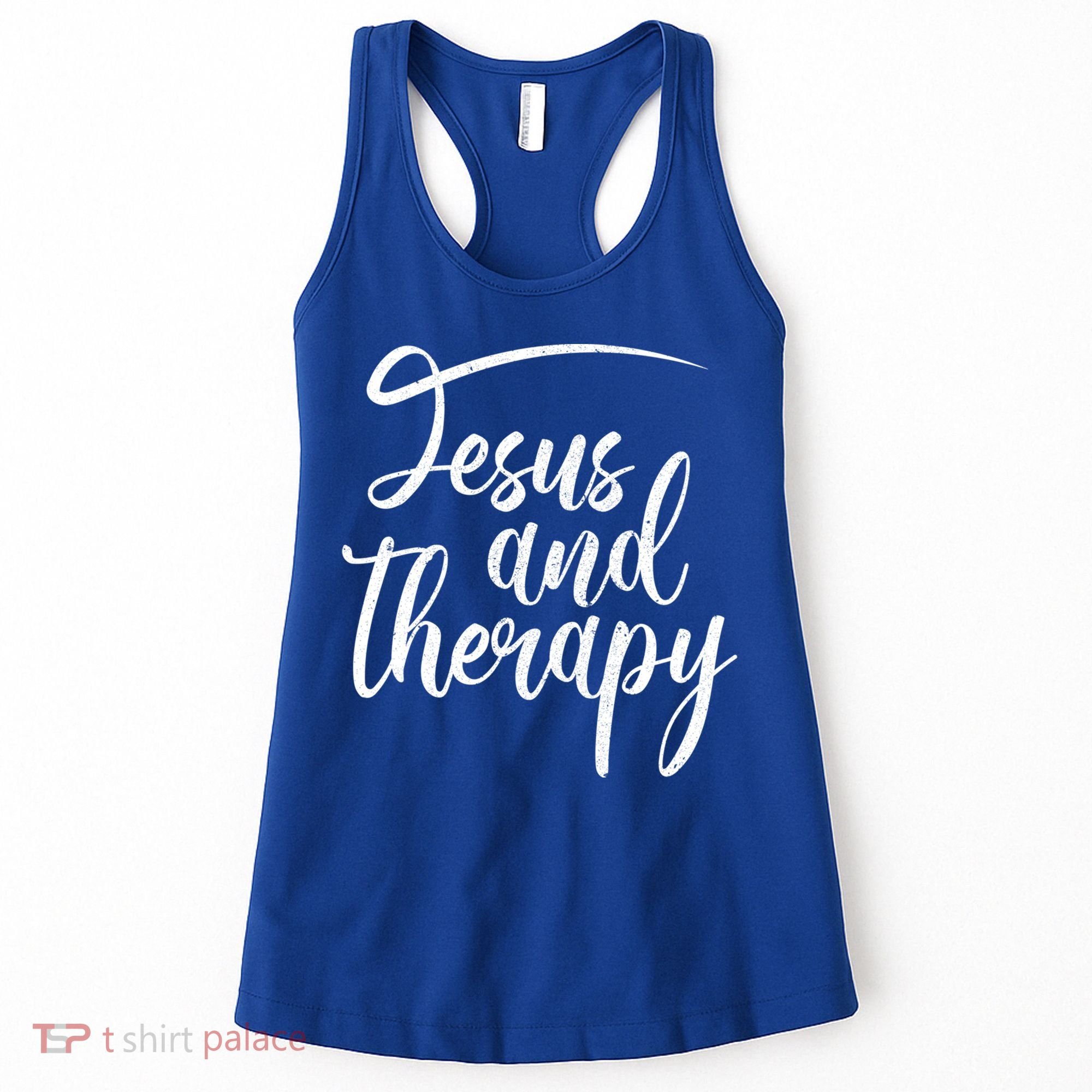 Jesus And Therapy Religious Christian Humor Funny Gift Women's Tank Top