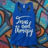 Jesus And Therapy Religious Christian Humor Funny Gift Women's Tank Top thumb 3