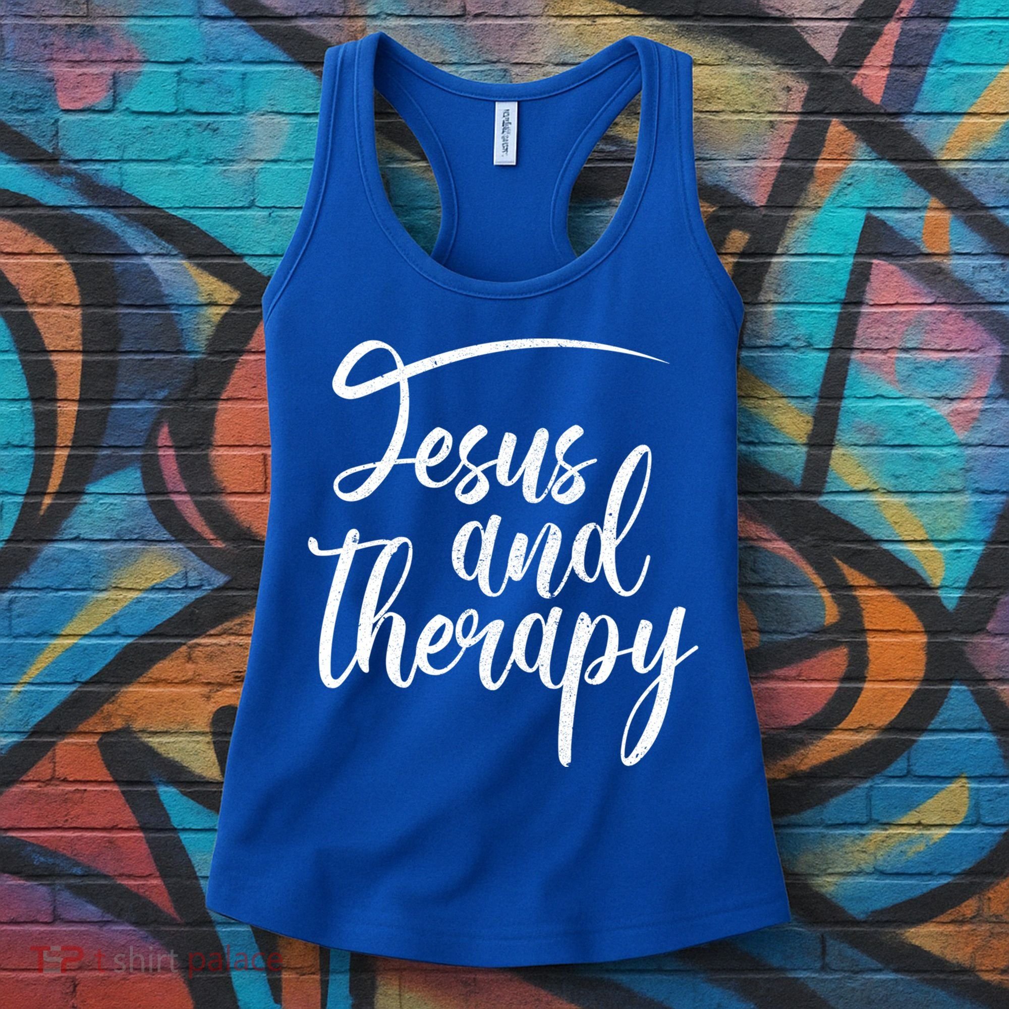 Jesus And Therapy Religious Christian Humor Funny Gift Women's Tank Top