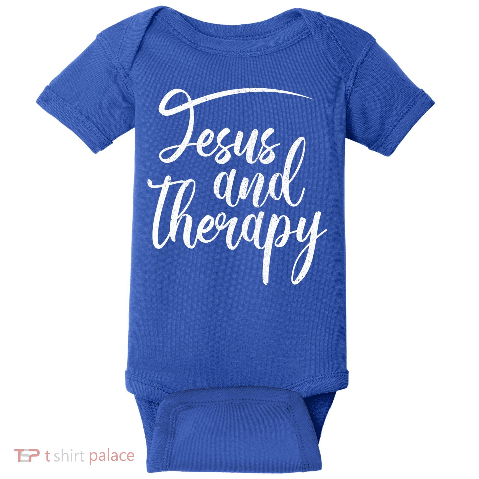 Jesus And Therapy Religious Christian Humor Funny Gift Baby Bodysuit
